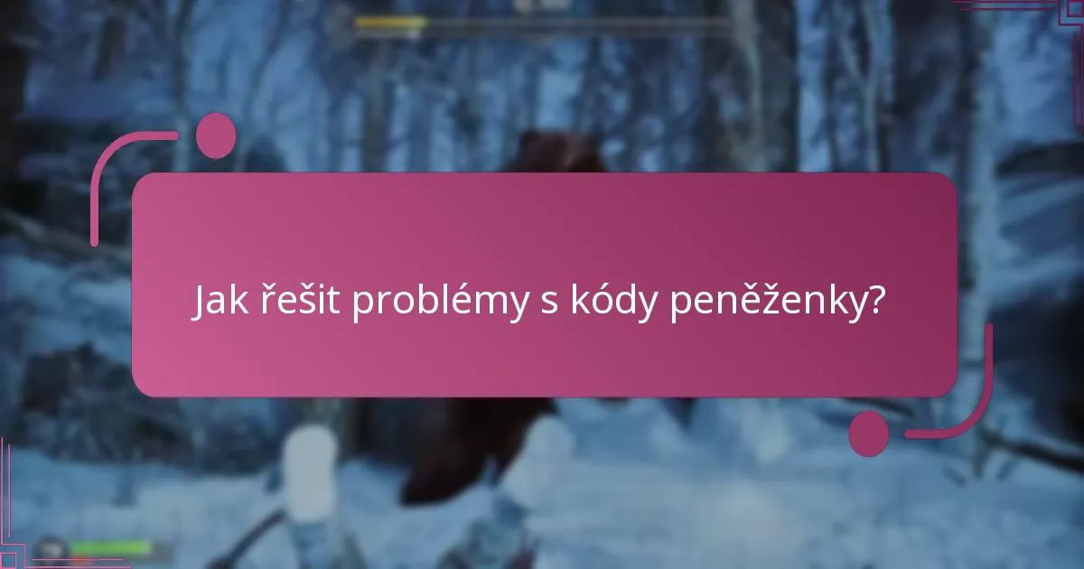 Jak řešit problémy s kódy peněženky?