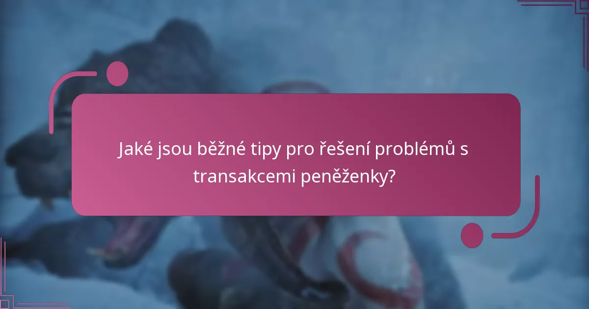 Jaké jsou běžné tipy pro řešení problémů s transakcemi peněženky?